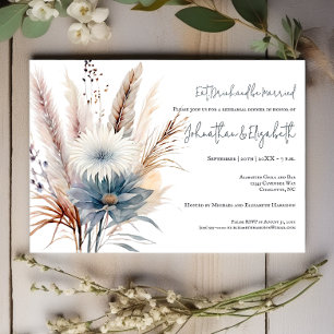 Winter Boho Floral   White Rehearsal Dinner Invitation
