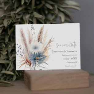 Winter Boho Floral White Save The Date