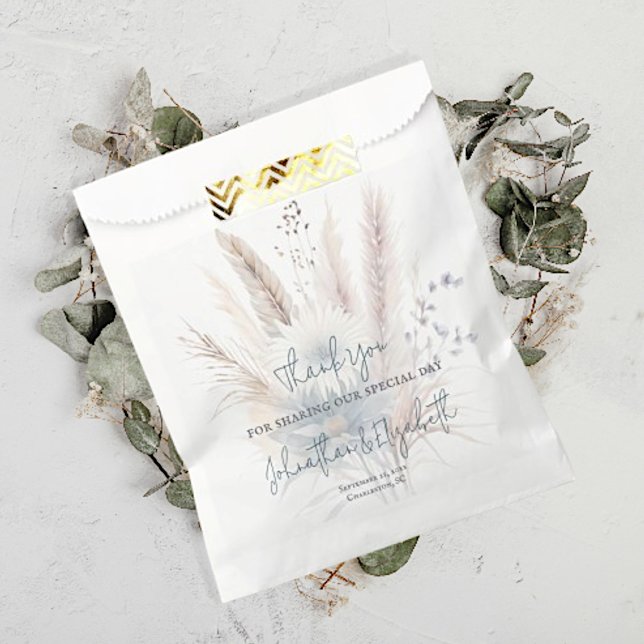 Winter Boho Floral | White Wedding Favour Bag (White Winter Boho Floral Wedding Favor Bags)