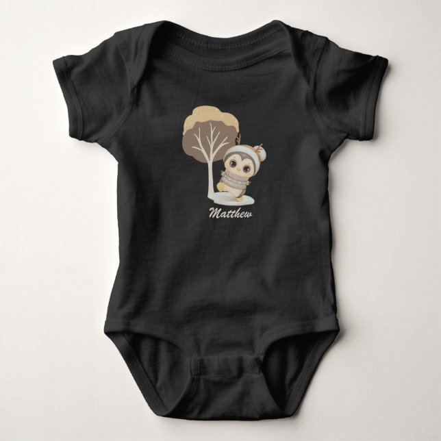 Winter Boho Penguin Baby Bodysuit (Front)