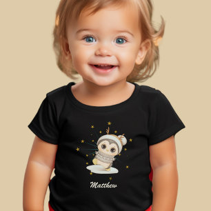 Winter Boho Penguin With Stars And Name Toddler T- T-Shirt
