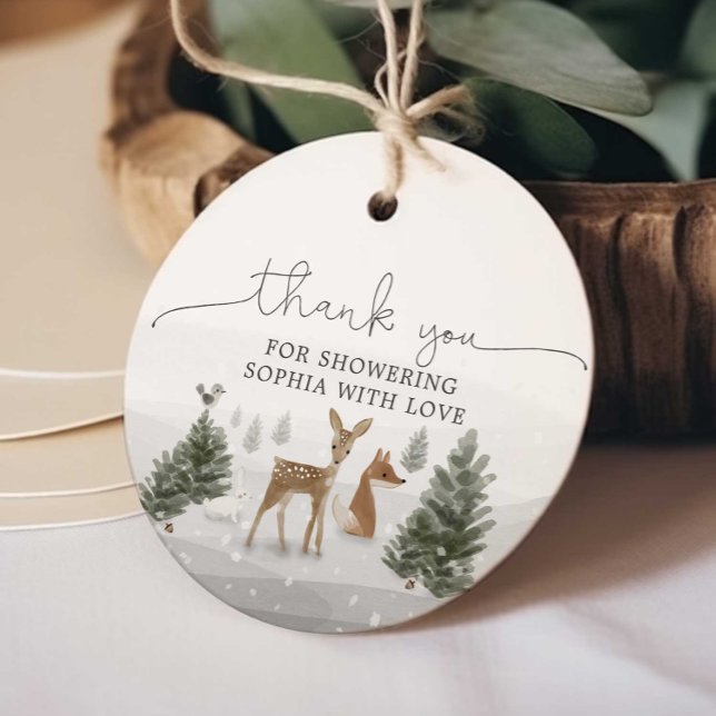 Winter Boho Woodland Baby Shower Favour Tag (Creator Uploaded)