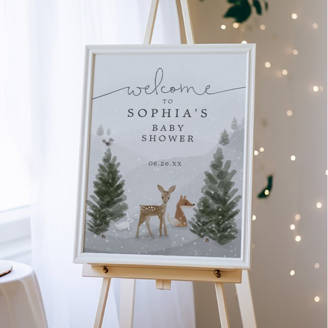 Winter Boho Woodland Baby Shower Poster Sign (Creator Uploaded)