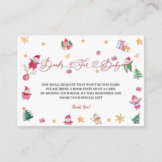 Winter Books For Baby Baby Shower Enclosure Card (Front)