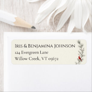 Winter Botanica Cardinal Elegant Minimalist Return Address Label