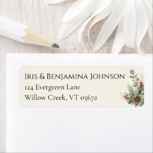 Winter Botanica Pinecone / Elegant Watercolor Return Address Label