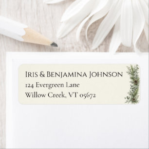 Winter Botanica Vertical Evergreen Elegant Return Address Label