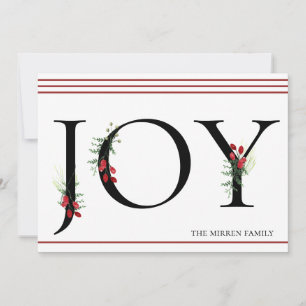 Winter Botanical Adorned Joy Flat Holiday Card