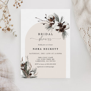 Winter Botanical Arch Bridal Shower Invitation