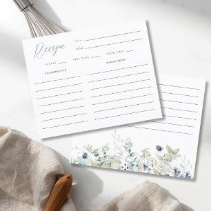 Winter Botanical Bridal Shower Recipe Card