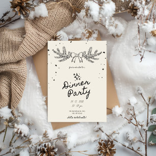 Winter Botanical Christmas Dinner Party Invitation