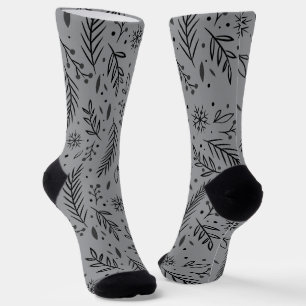 Winter Botanical Crew Socks – Grey