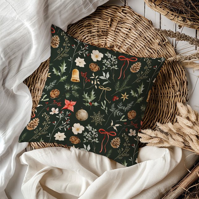 Winter Botanical Festive Christmas Cushion (Creator Uploaded)