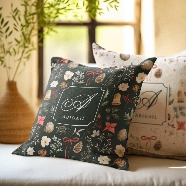 Winter Botanical Festive Christmas Double Sided Cushion (Creator Uploaded)