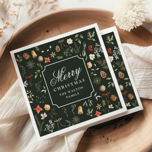 Winter Botanical Festive Christmas Party Napkin