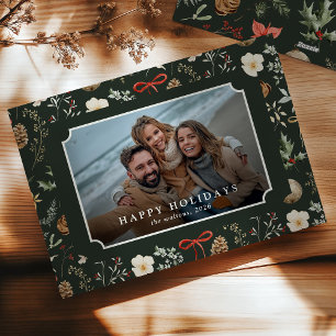 Winter Botanical Festive Christmas Photo Holiday Card
