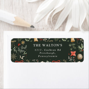 Winter Botanical Festive Return Address Christmas Label