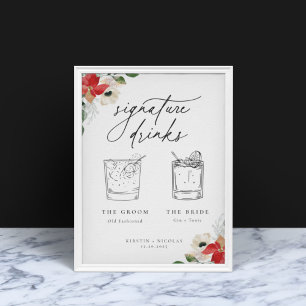 Winter Botanical Floral Minimalist Signature Drink Poster