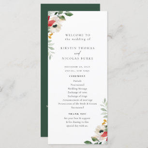 Winter Botanical Floral Wedding Program