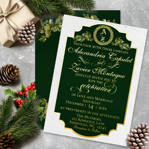 Winter Botanical Flourish Monogram - Emerald