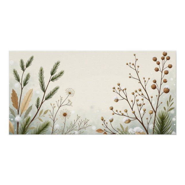 Winter Botanical Foliage – Neutral Minimal Wall Ar Poster (Front)