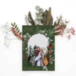 Winter Botanical Frame Green Two Photo Christmas Foil Holiday Card<br><div class="desc">Elegant rustic Christmas greeting features a festive winter botanical greenery and berries photo frame with arch shape photo,  beautiful real foil text on a pine green background,  and a simple full photo back of the card. Send holiday greetings to family and friends with this gorgeous photo card!</div>