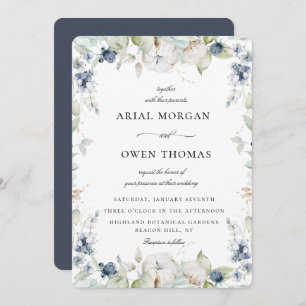Winter Botanical Frame Wedding Invitation