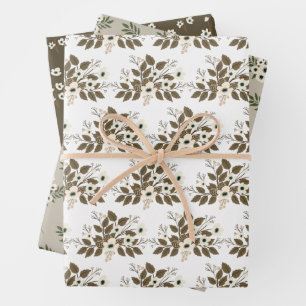 Winter Botanical Greenery Blush Pink Floral Wrapping Paper Sheet