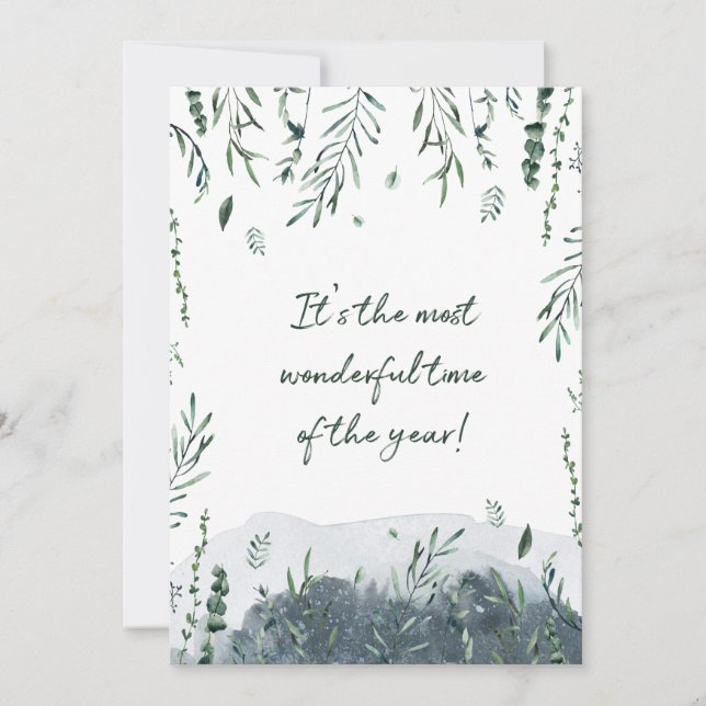 Winter Botanical Greenery Christmas Photo Holiday Card (Front)