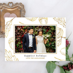 Winter Botanical Happy Holidays Photo Holiday Card