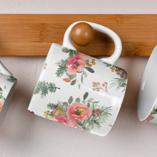 Winter Botanical Holiday. Festive Floral Christmas Coffee Mug