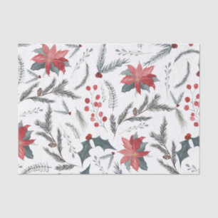 Winter Botanical Pine Berry Wreath Holiday Party Tissue Paper