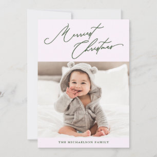 Winter Botanical Purple Merriest Christmas Photo Holiday Card