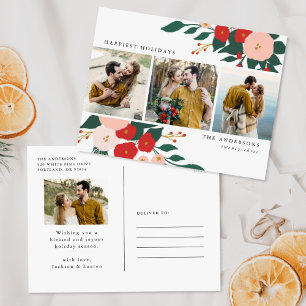 Winter Botanicals 4 Photo Holiday Postcard