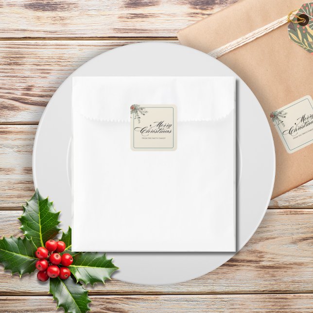 Winter Botanicals Christmas Party Foliage Square Sticker (Creator Uploaded)