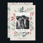 Winter Botanicals Christmas Photo Beige  Holiday Card<br><div class="desc">This completely customisable 1- photo holiday card features elegant hand-painted watercolor wintery botanicals that beautifully frame your photo. Comes with a matching pattern on the back and room to write a personalised message. Want to customise even more? Click on the “Edit using Design Tool.” This design is part of a...</div>