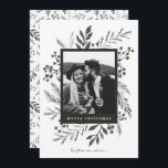 Winter Botanicals Christmas Photo Black and White Holiday Card<br><div class="desc">This completely customisable 1- photo holiday card features elegant hand-painted watercolor wintery botanicals that beautifully frame your photo. Comes with a matching pattern on the back and room to write a personalised message. Want to customise even more? Click on the “Edit using Design Tool.” This design is part of a...</div>