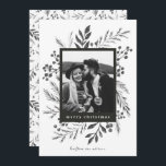 Winter Botanicals Christmas Photo Black and White Holiday Card<br><div class="desc">This completely customisable 1- photo holiday card features elegant hand-painted watercolor wintery botanicals that beautifully frame your photo. Comes with a matching pattern on the back and room to write a personalised message. Want to customise even more? Click on the “Edit using Design Tool.” This design is part of a...</div>