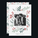 Winter Botanicals Christmas Photo Classic Colours Holiday Card<br><div class="desc">This completely customisable 1- photo holiday card features elegant hand-painted watercolor wintery botanicals that beautifully frame your photo. Comes with a matching pattern on the back and room to write a personalised message. Want to customise even more? Click on the “Edit using Design Tool.” This design is part of a...</div>