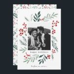 Winter Botanicals Christmas Photo Classic Colours Holiday Card<br><div class="desc">This completely customisable 1- photo holiday card features elegant hand-painted watercolor wintery botanicals that beautifully frame your photo. Comes with a matching pattern on the back and room to write a personalised message. Want to customise even more? Click on the “Edit using Design Tool.” This design is part of a...</div>