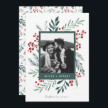 Winter Botanicals Christmas Photo Green Holiday Card<br><div class="desc">This completely customisable 1- photo holiday card features elegant hand-painted watercolor wintery botanicals that beautifully frame your photo. Comes with a matching pattern on the back and room to write a personalised message. Want to customise even more? Click on the “Edit using Design Tool.” This design is part of a...</div>