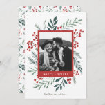 Winter Botanicals Christmas Photo Red Holiday Card<br><div class="desc">This completely customisable 1- photo holiday card features elegant hand-painted watercolor wintery botanicals that beautifully frame your photo. Comes with a matching pattern on the back and room to write a personalised message. Want to customise even more? Click on the “Edit using Design Tool.” This design is part of a...</div>