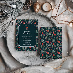 Winter Botanicals Coquette Bow   Christmas Party Invitation