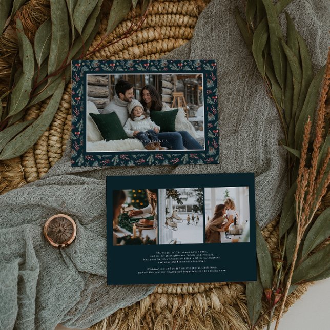 Winter Botanicals Coquette Bow | Elegant Photo  Holiday Card (Creator Uploaded)