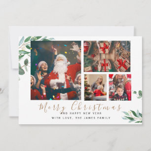 Winter Botanicals Elegant 4 Pictures Christmas Holiday Card
