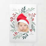 Winter Botanicals Elegant Christmas Multi Photo Tri-Fold Invitation<br><div class="desc">This customisable multi photo tri-fold holiday card features elegant watercolor wintery botanicals that beautifully frame your photo. Perfect for extra special holidays such as baby's first christmas, holiday save the dates, and wedding announcements thank yous. Sure to make a striking and stylish statement this holiday season, that makes a great...</div>