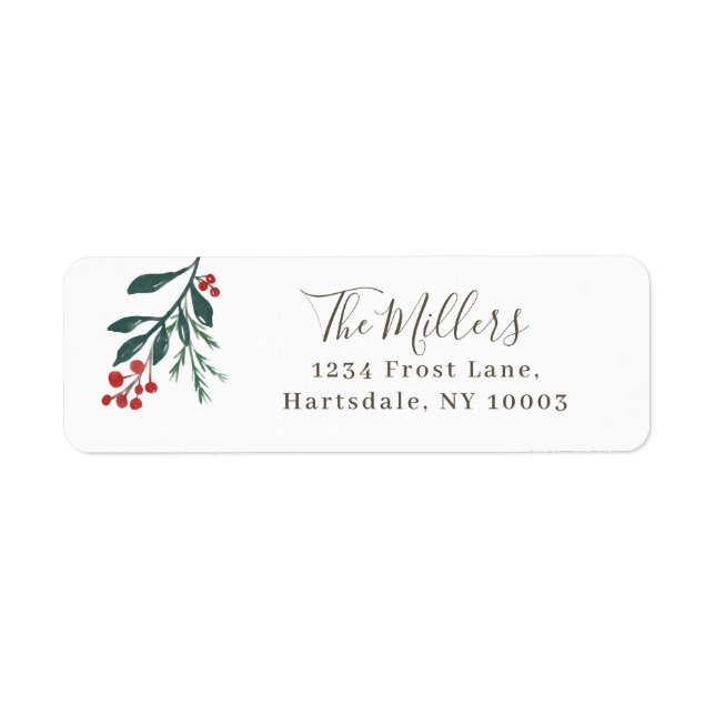 Winter Botanicals Elegant Holiday  Return Address Label (Front)
