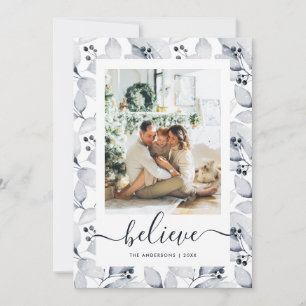 Winter Botanicals Photo Believe Christmas Cards