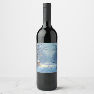 winter bottle wine label