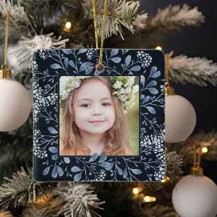 Winter Bouquet Elegant Personalised Photo Ceramic Ornament